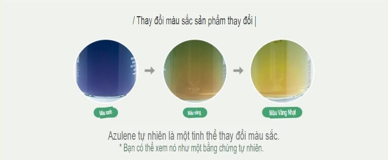 Sự thay đổi màu sắc sản phẩm chứa Azulene tuỳ theo nhà cung cấp nguyên liệu.